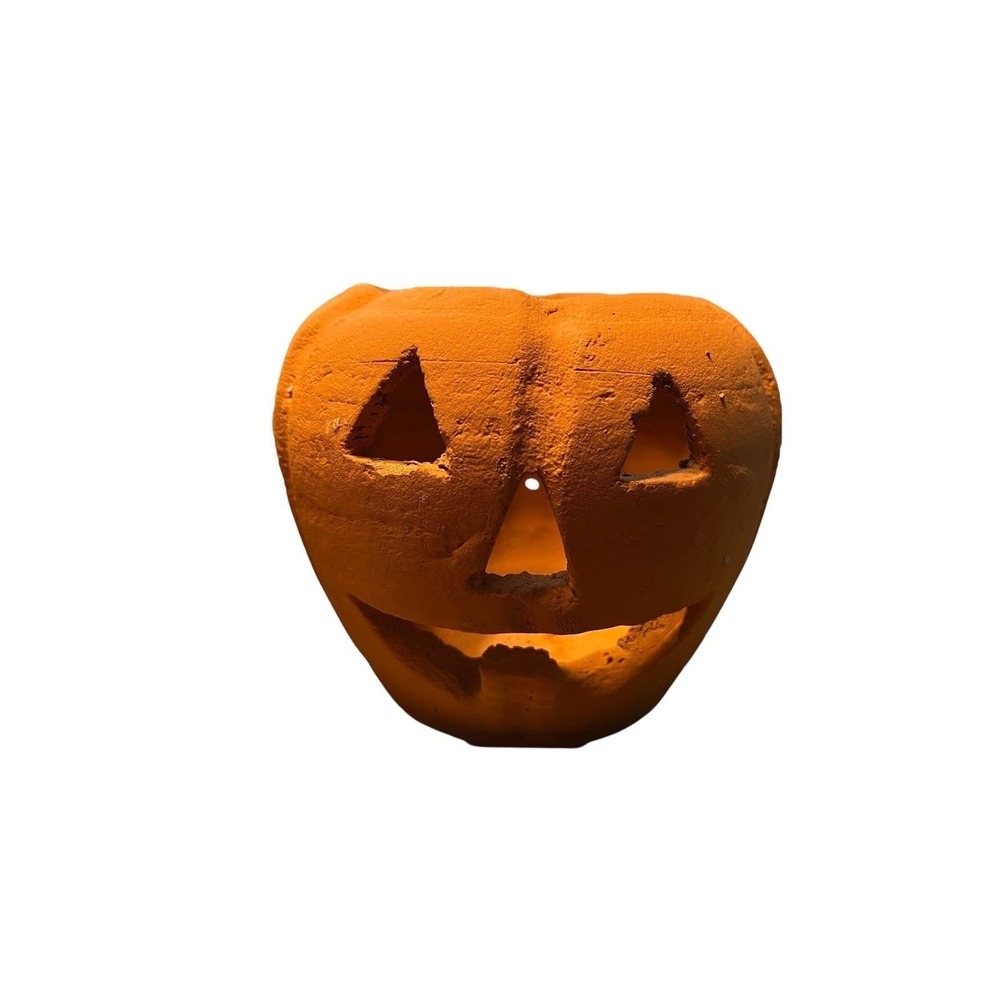 Vintage Terracotta Pumpkin Jack‑O‑Lantern Pot 4" Fall Halloween Décor
